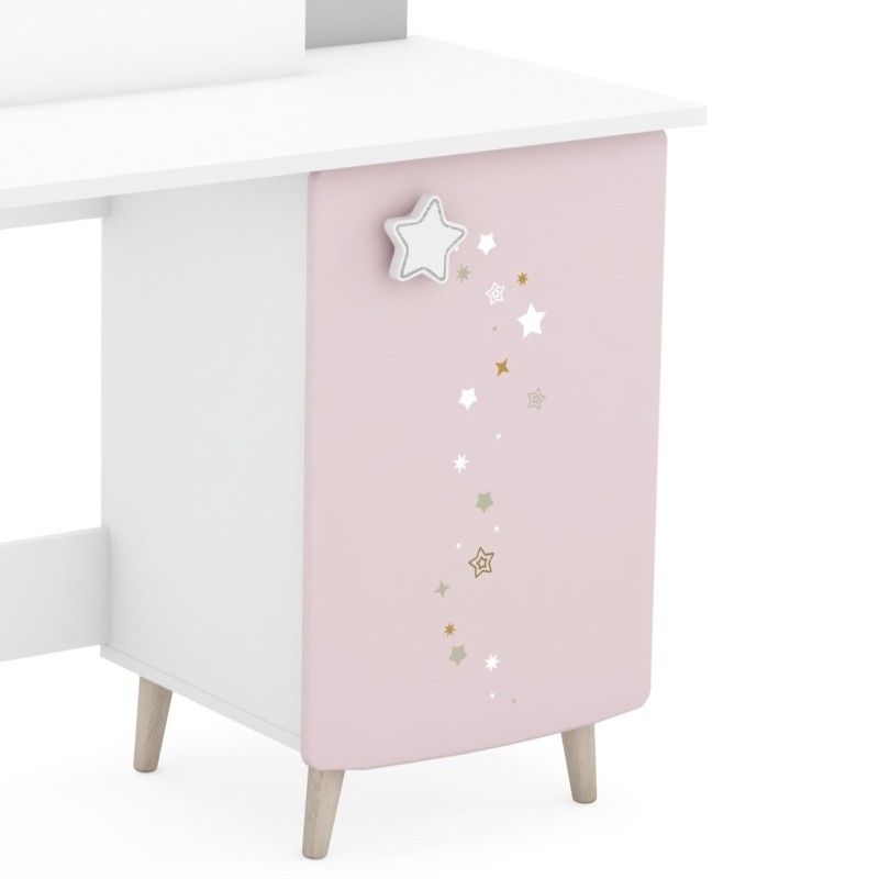 Pisalna miza STELLA (roza + siva + bela)