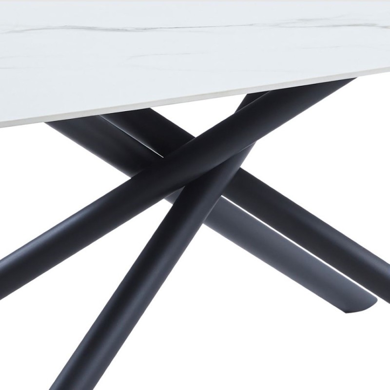 Miza ZUG (bela + zlato, 180x90x75, svetleč)