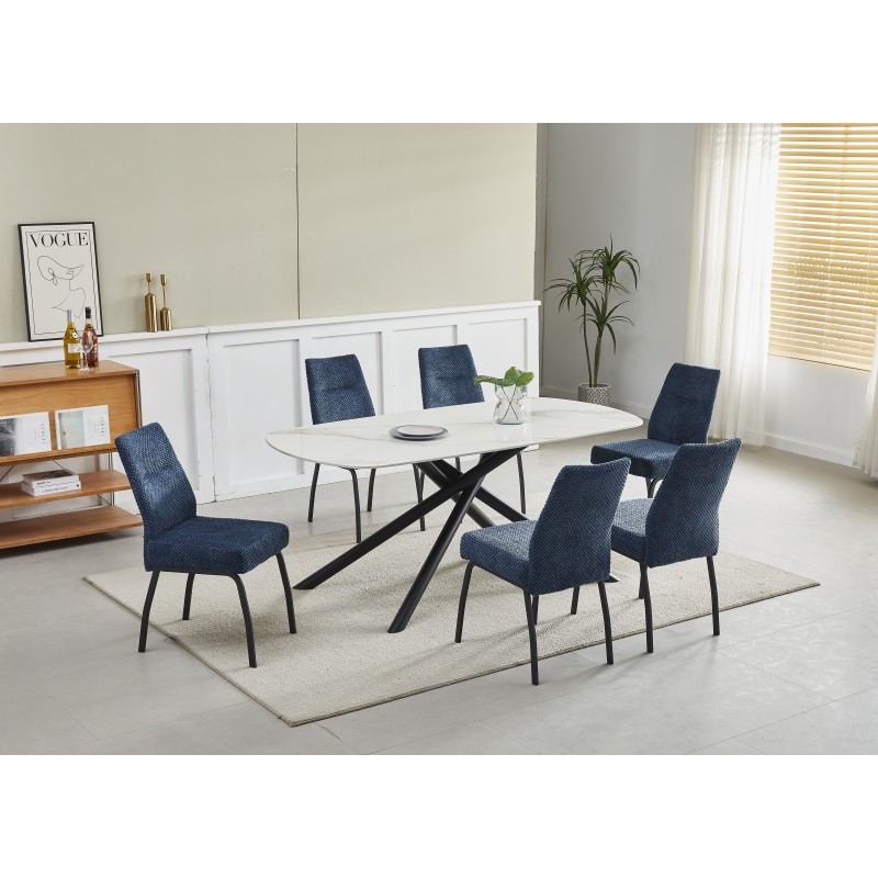 Miza ZUG (bela + zlato, 180x90x75, svetleč)