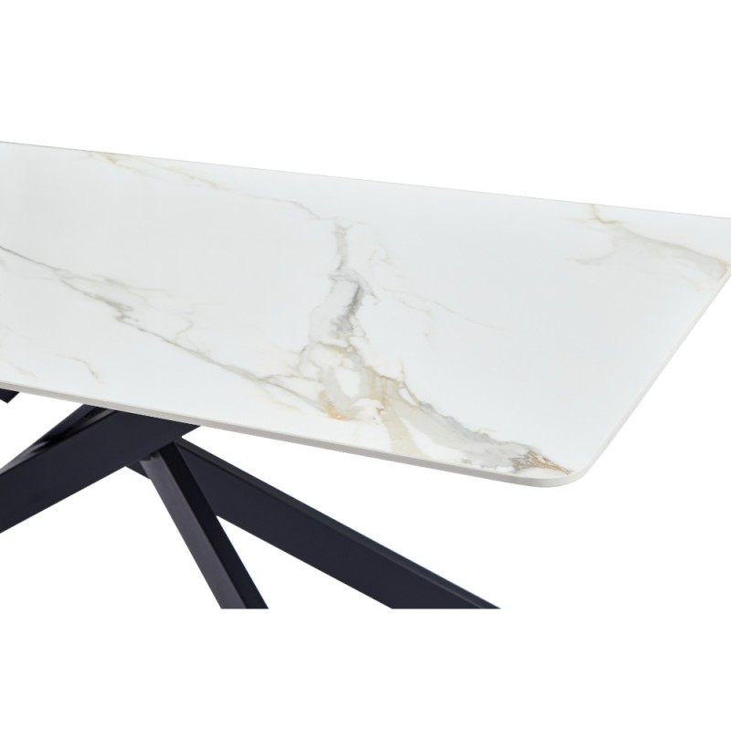 Miza MARIGOLD 2 (180x90x75, bel HG marmor + zlato, svetleč)