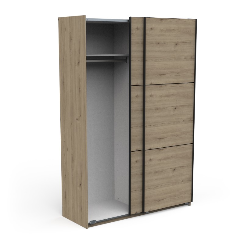 Garderobna omara ALAHAMBRA (148 cm) (hrast + črna, 148x60x224)