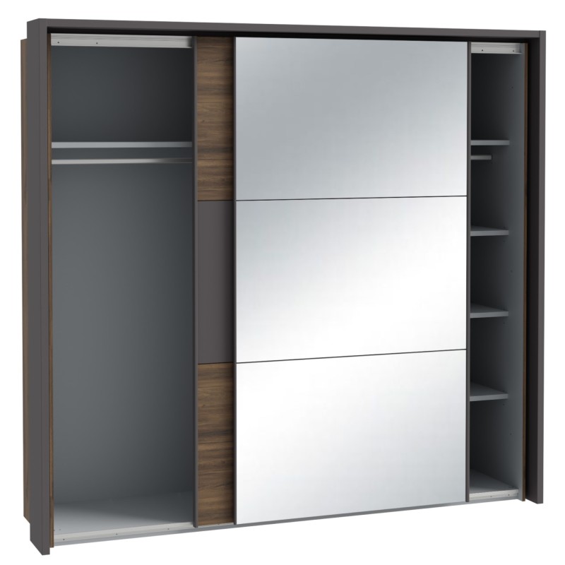 Garderobna omara PEMBURY 92314 (225 cm) (225x62x215,5, temni hrast + siva)