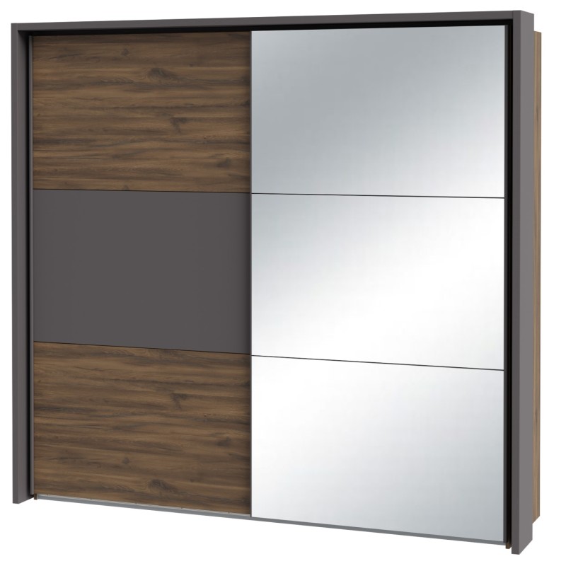 Garderobna omara PEMBURY 92314 (225 cm) (225x62x215,5, temni hrast + siva)