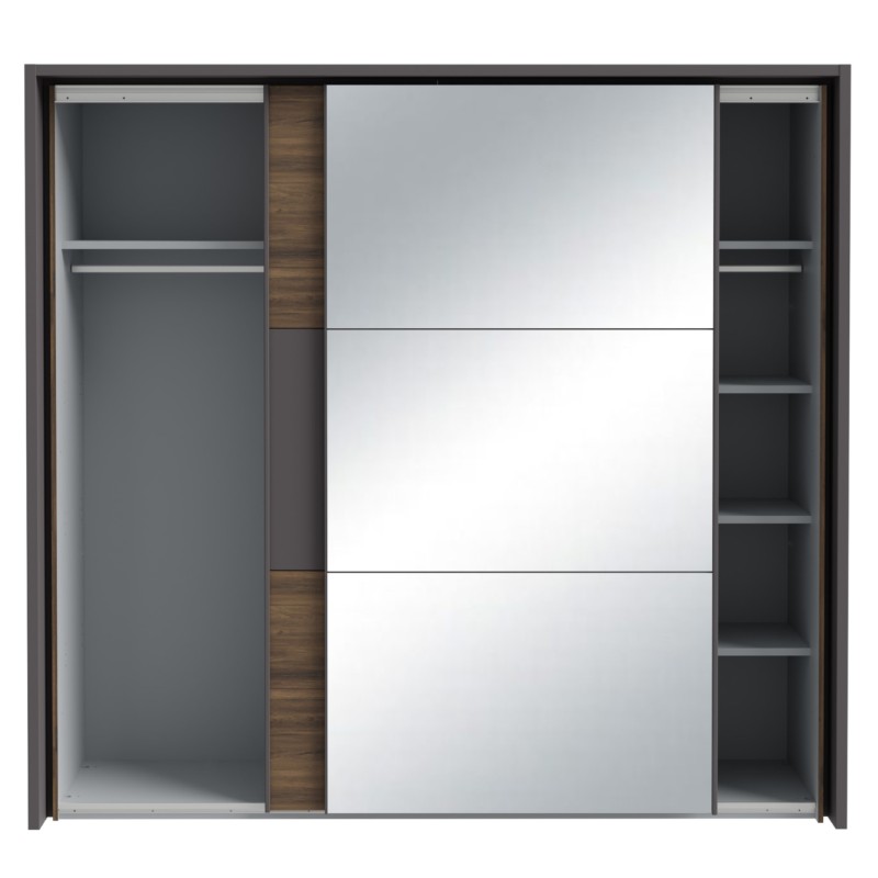 Garderobna omara PEMBURY 92314 (225 cm) (225x62x215,5, temni hrast + siva)