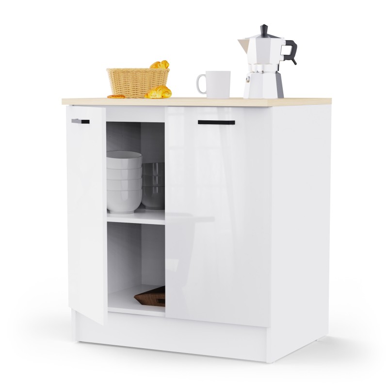 Kuhinjski element BIANCO 5 486966 (svetleč, bela + bela visok sijaj, 80x60x90)