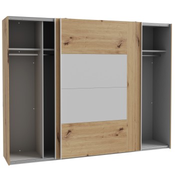 Garderobna omara KASURA 12411 (270 cm) (270x63x210,5, hrast + krem bela) Garderobna omara KASURA 12411 (270 cm) (270x63x210,5, hrast + krem bela)