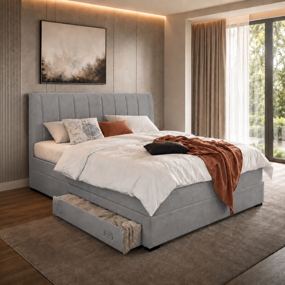 Box spring postelja JASMINA (160x200, 164x214x120, siva - Cosmic new 106) Box spring postelja JASMINA (160x200, 164x214x120, siva - Cosmic new 106)