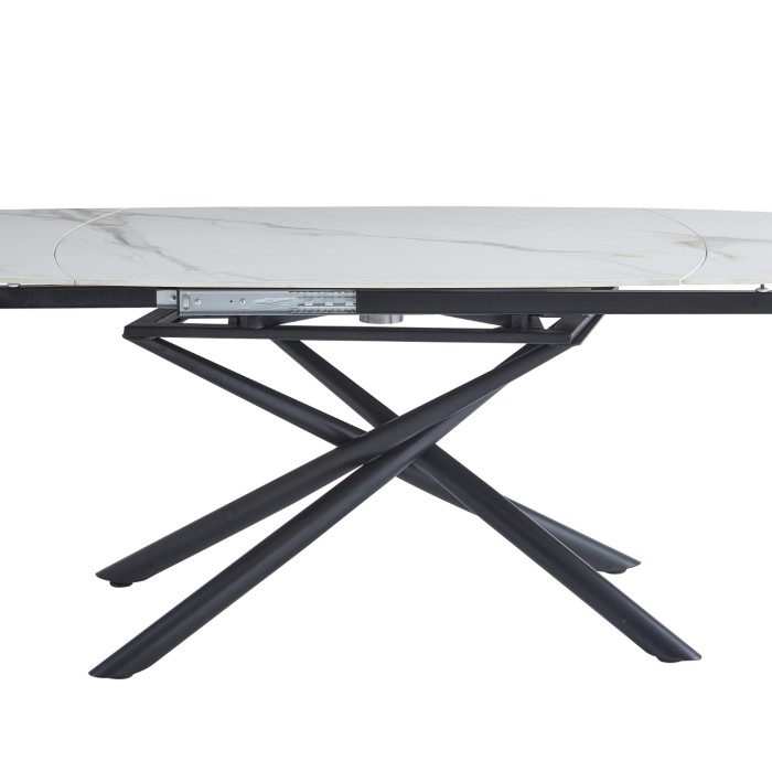 Raztegljiva miza VOLTA (bel HG marmor + zlato, 120/180x85x76)