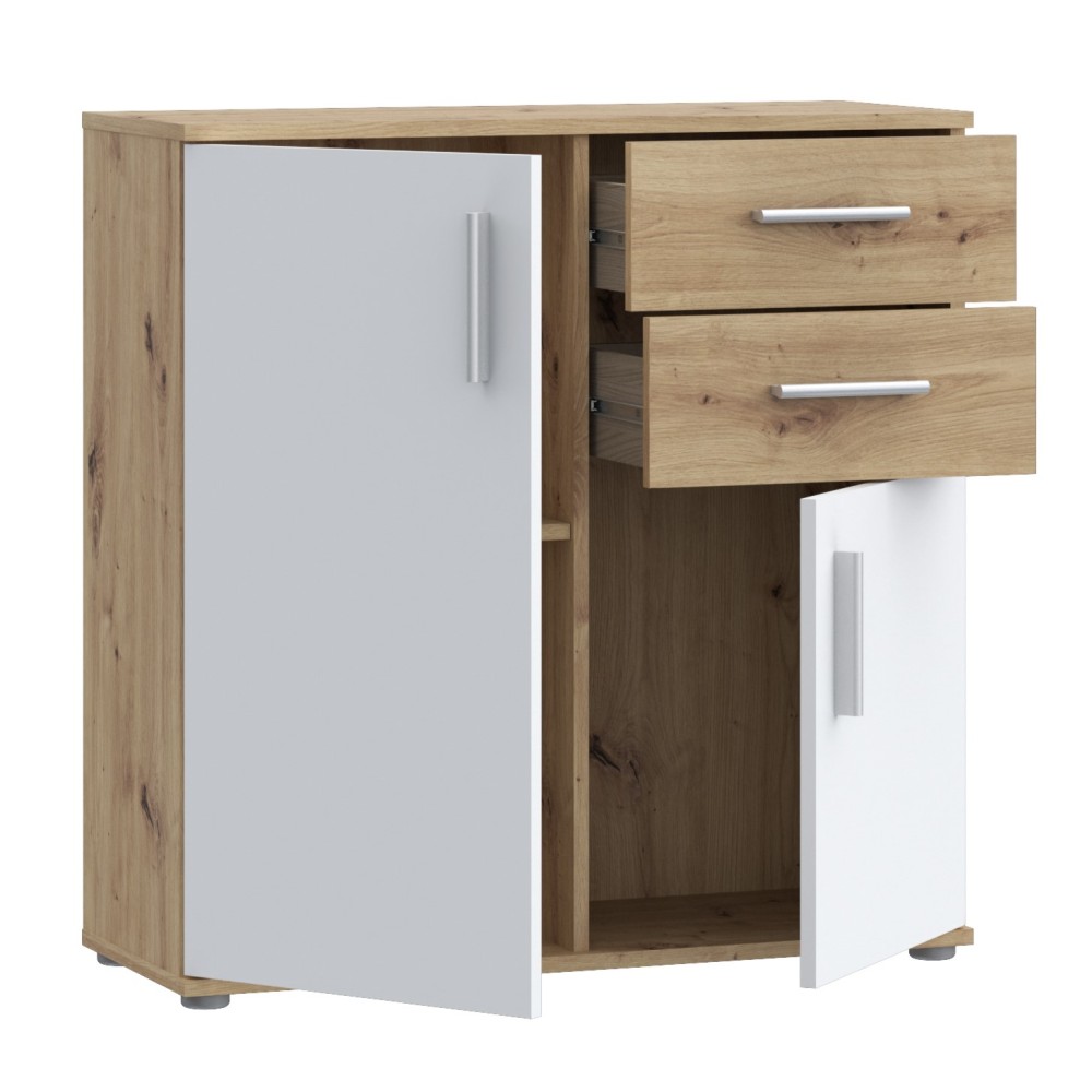 Komoda IKOLI 221 (hrast + bela, 80x31,5x82) Komoda IKOLI 221 (hrast + bela, 80x31,5x82)