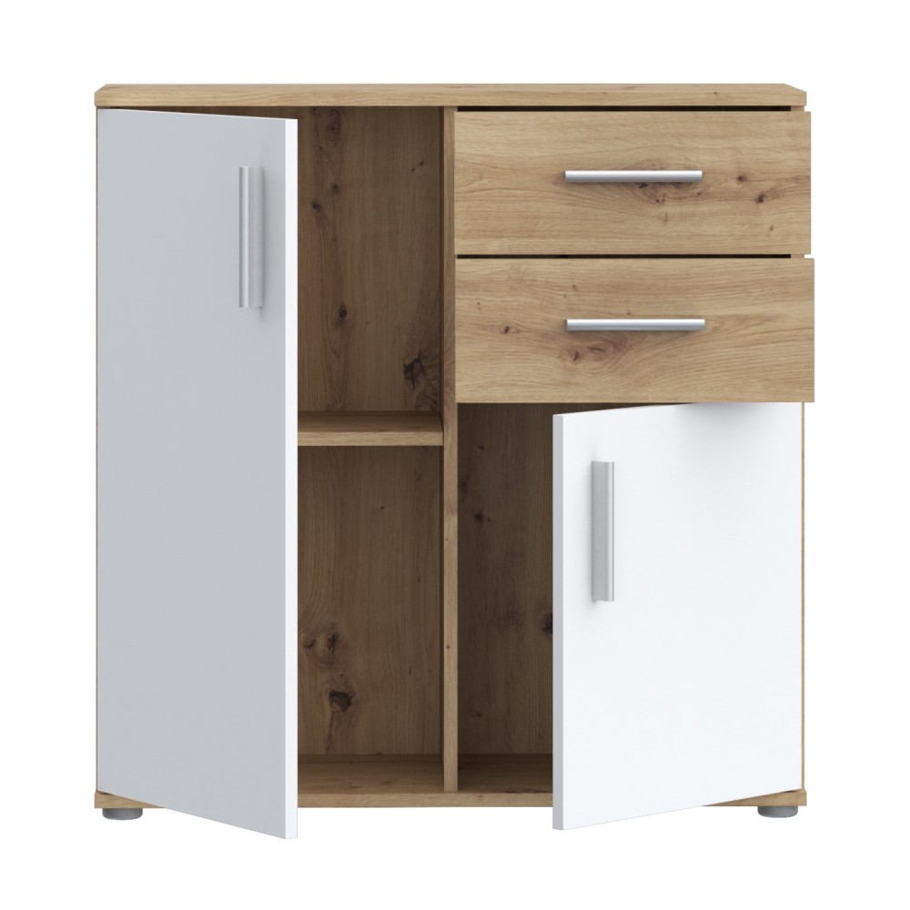 Komoda IKOLI 221 (hrast + bela, 80x31,5x82) Komoda IKOLI 221 (hrast + bela, 80x31,5x82)