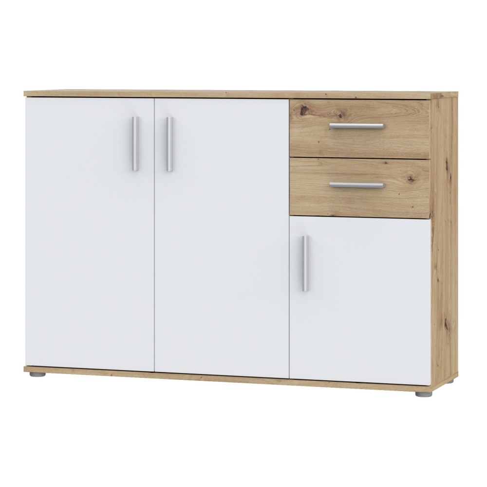 Komoda IKOLI 232 (hrast + bela, 120x31,5x82) Komoda IKOLI 232 (hrast + bela, 120x31,5x82)