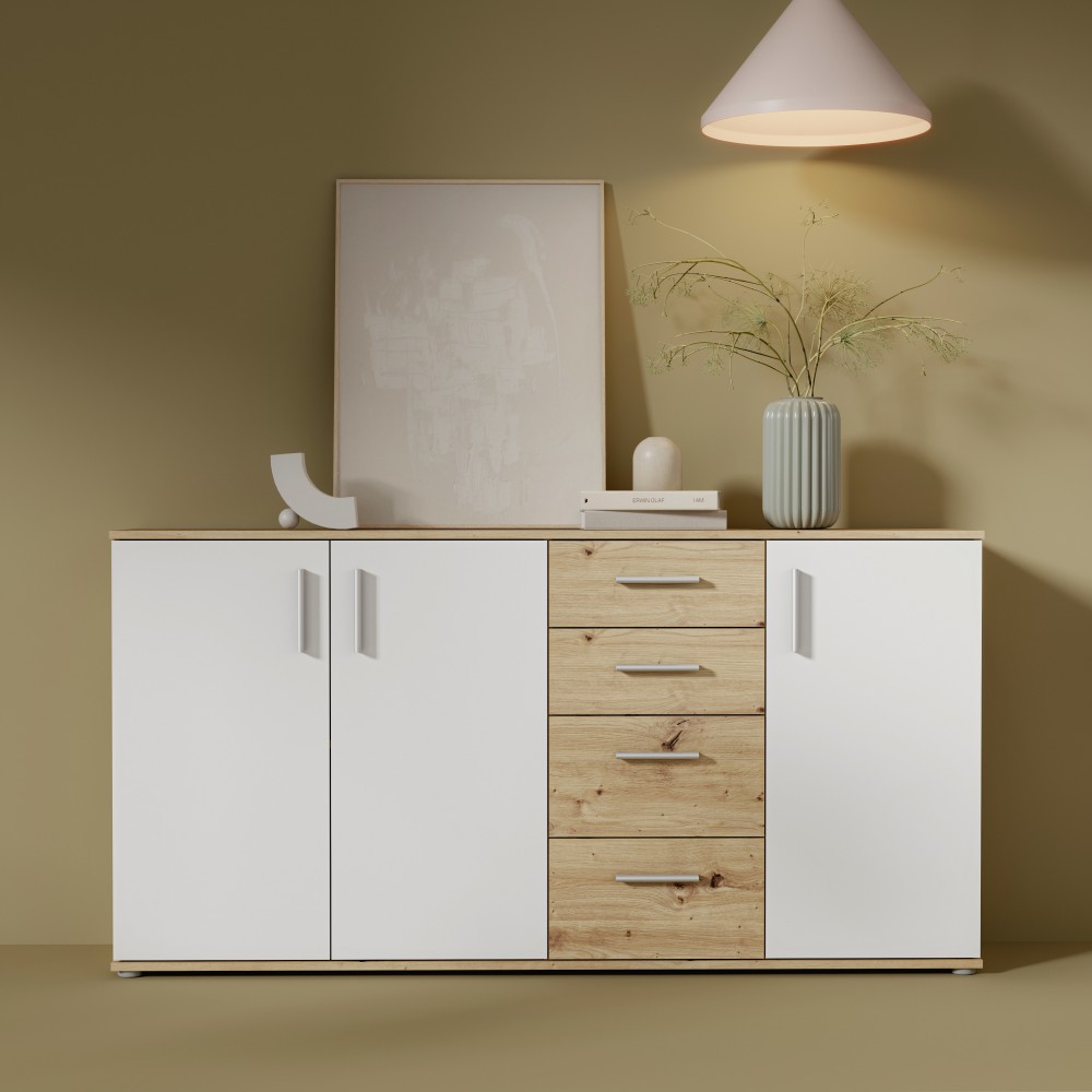 Komoda IKOLI 241 (hrast + bela, 159x31,5x81,5) Komoda IKOLI 241 (hrast + bela, 159x31,5x81,5)