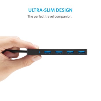 Anker Ultra Slim 4-port USB 3.0 hub črn Anker Ultra Slim 4-port USB 3.0 hub črn