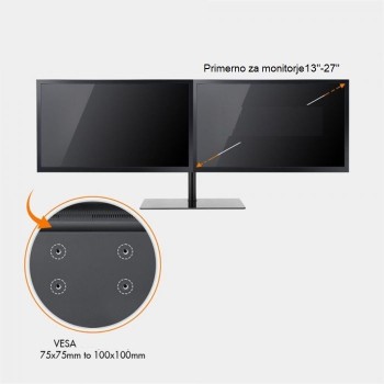 VonHaus dvojni namizni nosilec do diagonale 27 s steklenim podstavkom VonHaus dvojni namizni nosilec do diagonale 27 s steklenim podstavkom