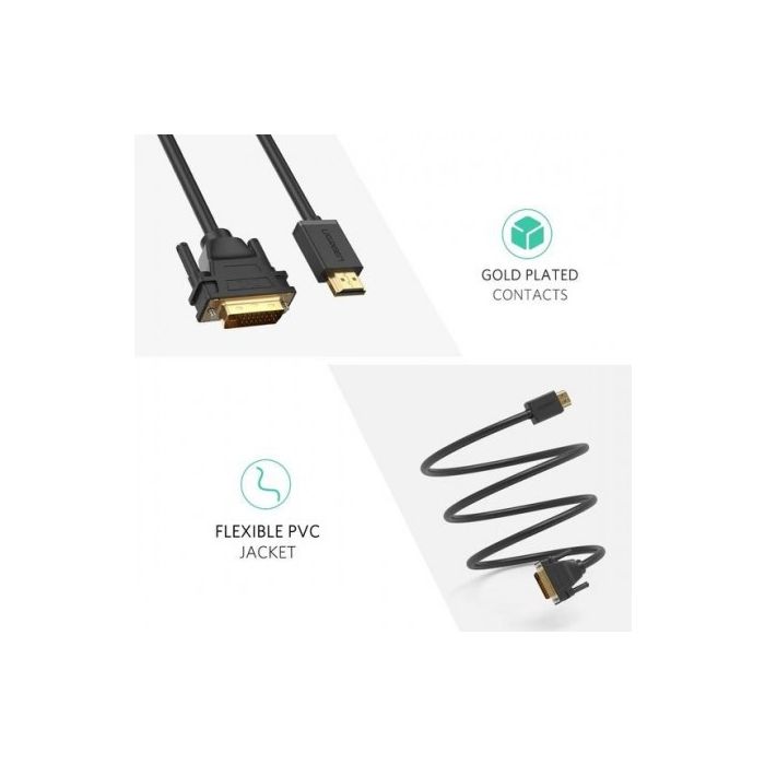 Ugreen HDMI na DVI kabel 24+1 1m - polybag Ugreen HDMI na DVI kabel 24+1 1m - polybag