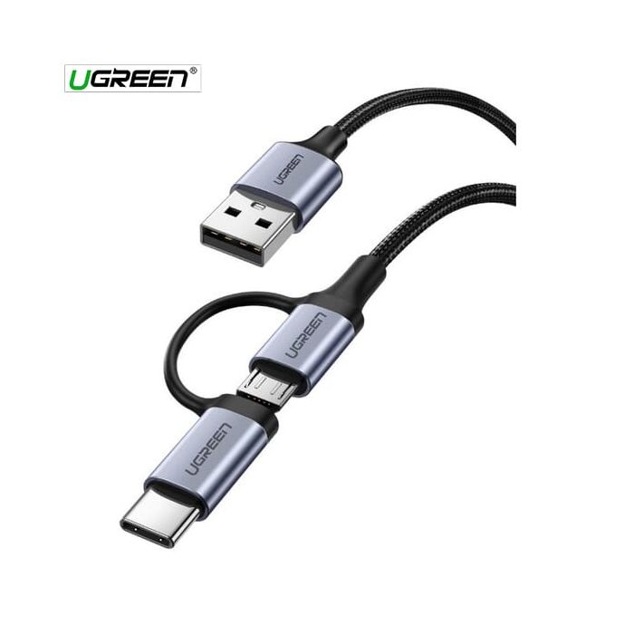 Ugreen USB-A na Micro USB + USB-C kabel pleten 1m Ugreen USB-A na Micro USB + USB-C kabel pleten 1m