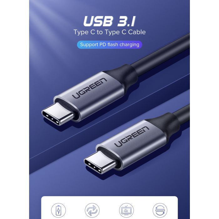 Ugreen USB-C 3.1 Gen1 3A 60W kabel, avdio+video, 1,5M Ugreen USB-C 3.1 Gen1 3A 60W kabel, avdio+video, 1,5M