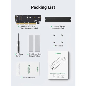 Ugreen M.2 PCIe NVME M-Key na PCIe 4.0 x16 adapter s hladilnikom - box