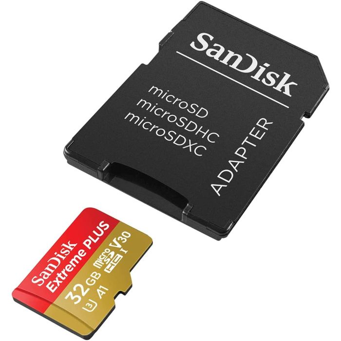 San Disk Extreme PLUS micSDHC 32GB + SD Adapter + RescuePRO Deluxe 100MB/s A1 C10 V30 UHS-I U3 San Disk Extreme PLUS micSDHC 32GB + SD Adapter + RescuePRO Deluxe 100MB/s A1 C10 V30 UHS-I U3