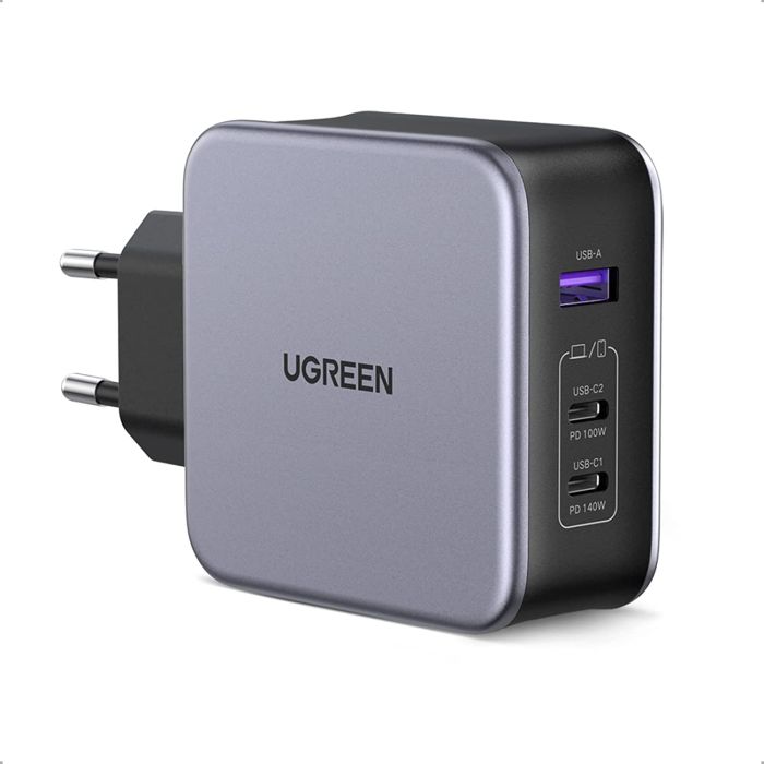 Ugreen Nexode 3 portni 140W USB-C polnilnik s PD 3.1 GaN in priloženim USB-C 240w polnilnim kablom Ugreen Nexode 3 portni 140W USB-C polnilnik s PD 3.1 GaN in priloženim USB-C 240w polnilnim kablom