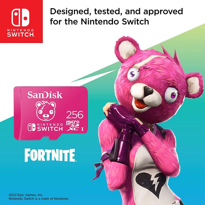 SanDisk Nintendo MicroSD UHS I Card - Fortnite Edition, Cuddle Team, 256GB SanDisk Nintendo MicroSD UHS I Card - Fortnite Edition, Cuddle Team, 256GB