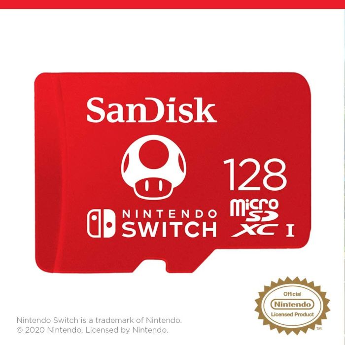 SanDisk microSDXC card for Nintendo Switch 128GB, up to 100MB/s Read, 60MB/s Write, U3, C10, A1, UHS SanDisk microSDXC card for Nintendo Switch 128GB, up to 100MB/s Read, 60MB/s Write, U3, C10, A1, UHS