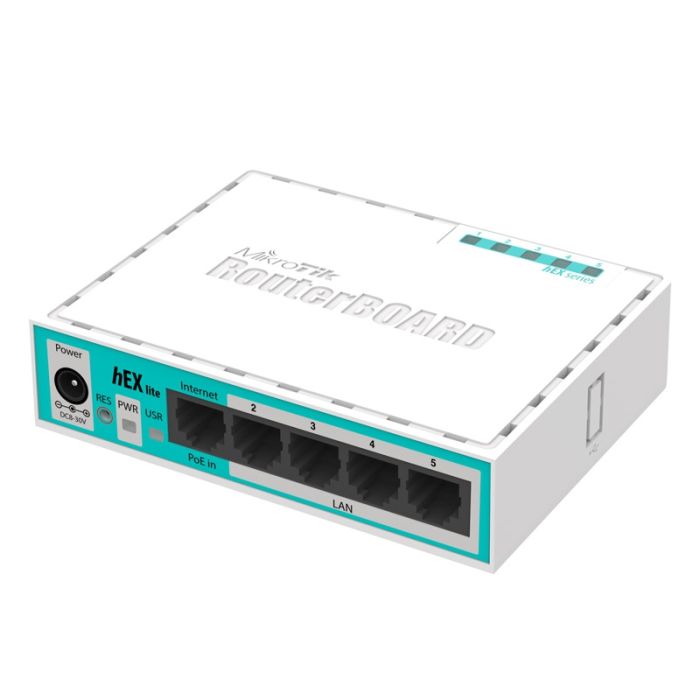 MikroTik hEX lite usmerjevalnik (RB750r2) MikroTik hEX lite usmerjevalnik (RB750r2)