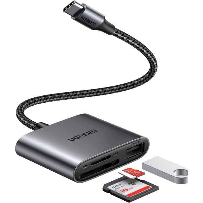 Ugreen USB-C čitalnik kartic 3v1 Ugreen USB-C čitalnik kartic 3v1