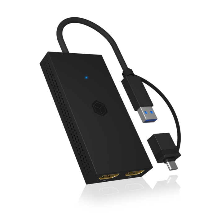 Icybox IB-SPL1029AC USB-C/A na dvojni HDMI razdelilnik (2k@60Hz/4k@30Hz) Icybox IB-SPL1029AC USB-C/A na dvojni HDMI razdelilnik (2k@60Hz/4k@30Hz)