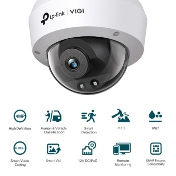 TP-LINK VIGI 4MP IR Dome mrežna kamera (do 2560 × 1440 H.265+ 30fps)