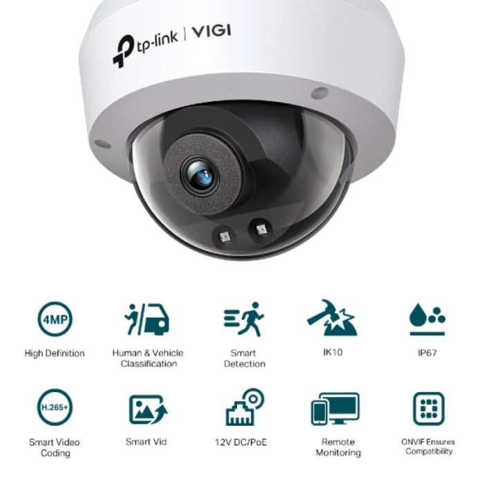 TP-LINK VIGI 4MP IR Dome mrežna kamera (do 2560 × 1440 H.265+ 30fps) TP-LINK VIGI 4MP IR Dome mrežna kamera (do 2560 × 1440 H.265+ 30fps)