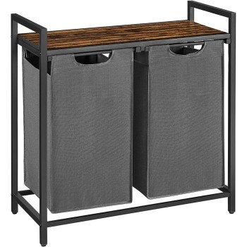 VASAGLE košara za perilo s 2 predelki, črna, BLH201G01 VASAGLE košara za perilo s 2 predelki, črna, BLH201G01