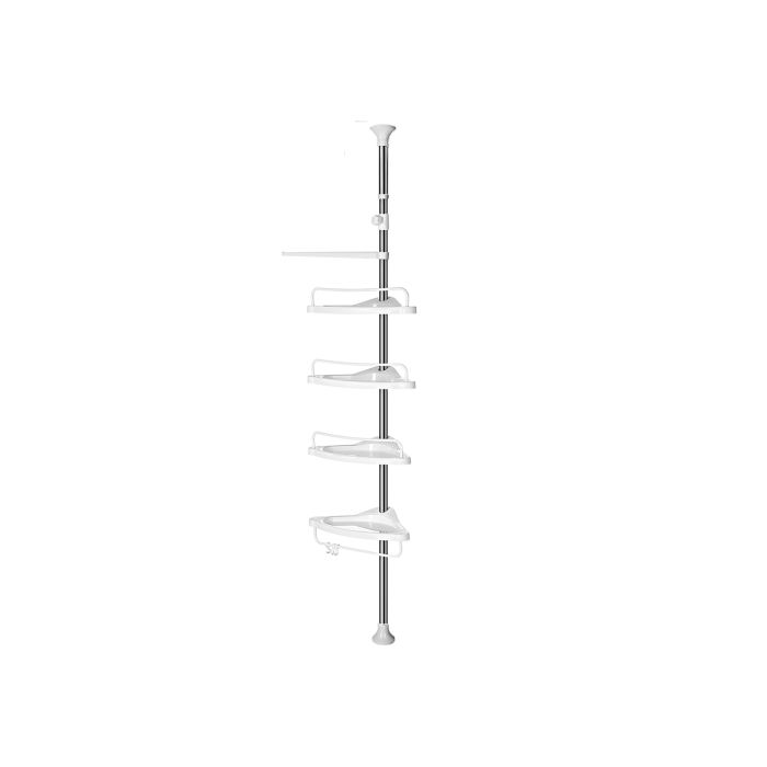 SONGMICS Kotno stojalo s policami za kopalnice belo srebrne barve 95-300 cm, BCB02SW SONGMICS Kotno stojalo s policami za kopalnice belo srebrne barve 95-300 cm, BCB02SW