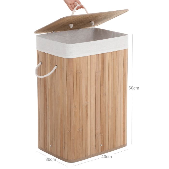 SONGMICS Košara za perilo Bamboo 72L 40 x 30 x 60 cm naravna, LCB10Y SONGMICS Košara za perilo Bamboo 72L 40 x 30 x 60 cm naravna, LCB10Y