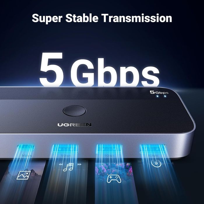 UGREEN USB 3.0 stikalo za 2 računalnika, ki si delita naprave USB C & A UGREEN USB 3.0 stikalo za 2 računalnika, ki si delita naprave USB C & A