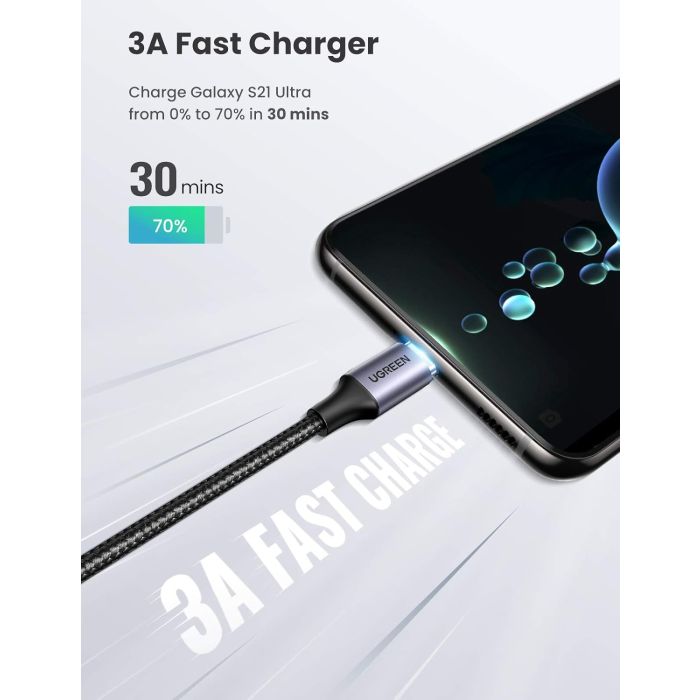 Ugreen USB-C na kotni USB-C kabel 60W 3M Ugreen USB-C na kotni USB-C kabel 60W 3M