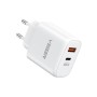 VEGER 65W1A1C 2-portni polnilec, USB-A/USB-C, QC3.0/PD3.0, bel VEGER 65W1A1C 2-portni polnilec, USB-A/USB-C, QC3.0/PD3.0, bel