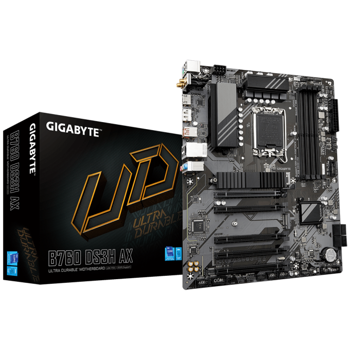 GIGABYTE B760 DS3H AX, DDR5, SATA3, USB3.2Gen2, DP, WiFi, LGA1700 ATX GIGABYTE B760 DS3H AX, DDR5, SATA3, USB3.2Gen2, DP, WiFi, LGA1700 ATX