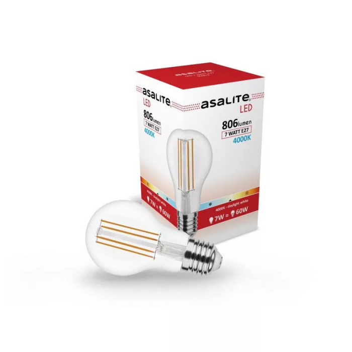 Asalite LED filament 7W, E27, 4000K, 806lm Asalite LED filament 7W, E27, 4000K, 806lm