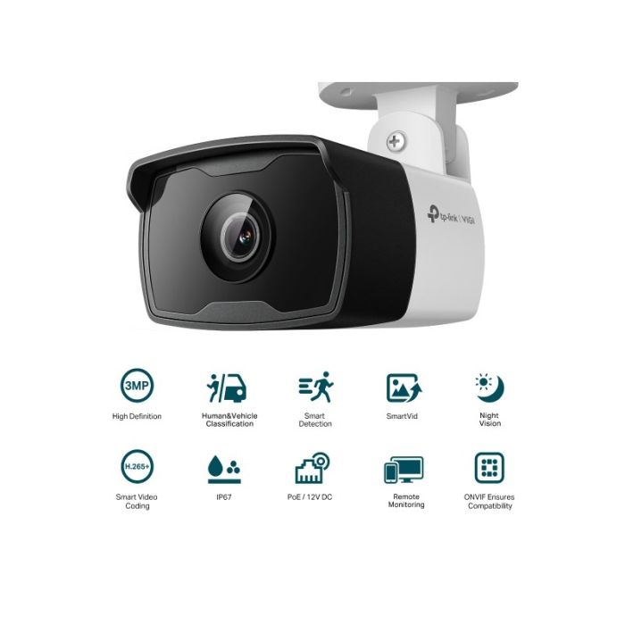 TP-LINK VIGI 3MP zunanja IR Bullet 6mm mrežna kamera (do 2304 × 1296 H.265+ 25fps) TP-LINK VIGI 3MP zunanja IR Bullet 6mm mrežna kamera (do 2304 × 1296 H.265+ 25fps)