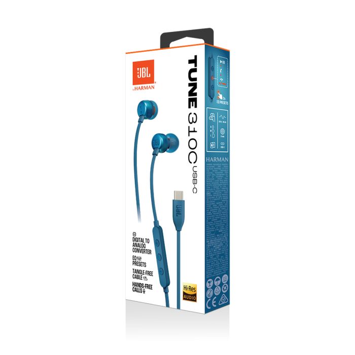 JBL USB-C žične slušalke Tune 310C, modre JBL USB-C žične slušalke Tune 310C, modre