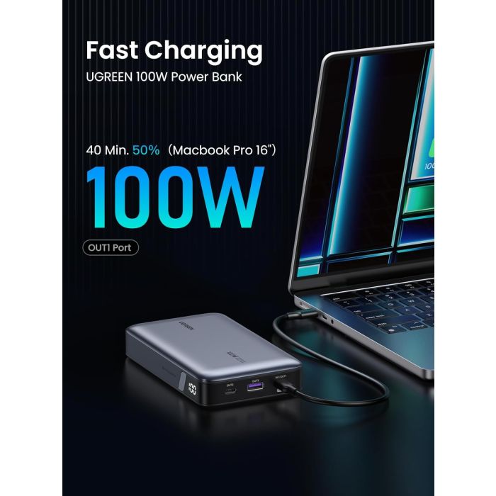 Ugreen 100W 20000mAh Prenosna baterija za prenosni računalnik s tremi vrati Ugreen 100W 20000mAh Prenosna baterija za prenosni računalnik s tremi vrati