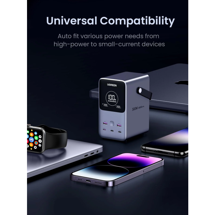 Ugreen prenosna polnilna baterija 48.000mAh, 300W s pametnim digitalnim zaslonom Ugreen prenosna polnilna baterija 48.000mAh, 300W s pametnim digitalnim zaslonom