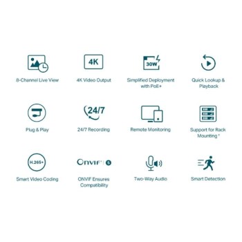 TP-LINK VIGI 8-kanalni omrežni video snemalnik PoE+