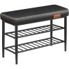 VASAGLE EKHO klop za čevlje, umetno usnje, 135 kg nosilnosti, črna, 30 x 80 x 50 cm, retro 60 VASAGLE EKHO klop za čevlje, umetno usnje, 135 kg nosilnosti, črna, 30 x 80 x 50 cm, retro 60