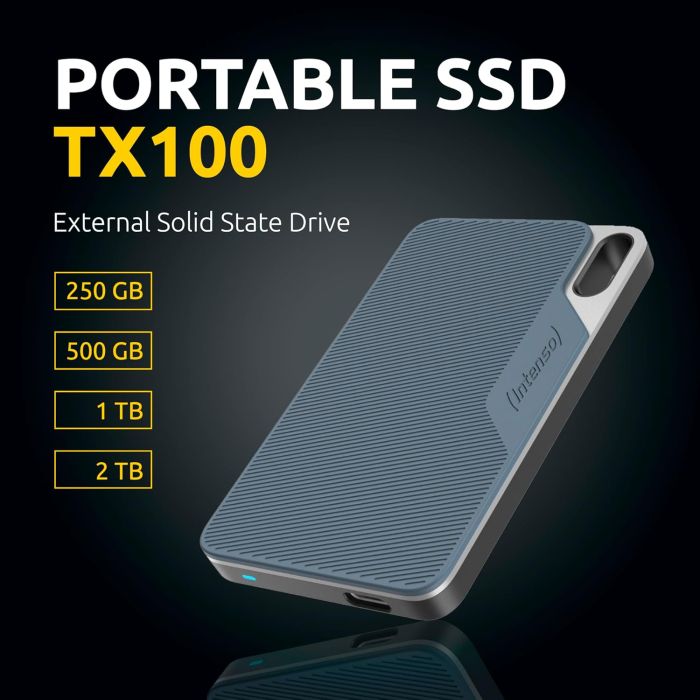 Intenso 1TB SSD TX100 500MB/s USB 3.2 Gen1x1 zunanji disk - modra Intenso 1TB SSD TX100 500MB/s USB 3.2 Gen1x1 zunanji disk - modra