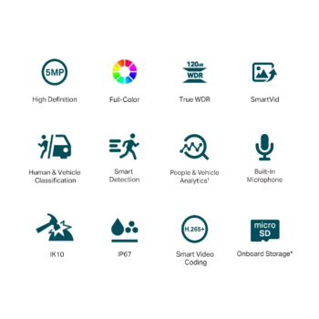 TP-LINK VIGI 5MP Full-Color Dome mrežna kamera (do 2880 × 1620 H.265+ 30fps)