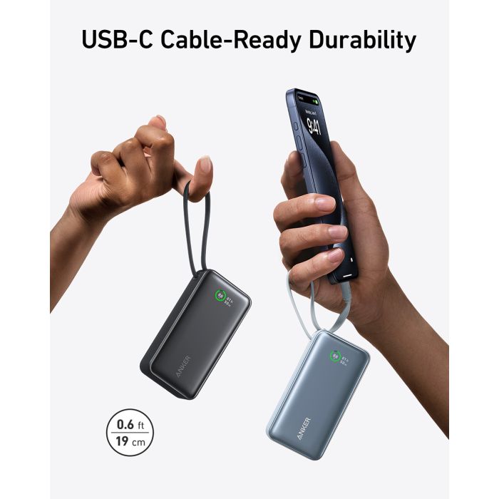 Anker 545 Nano powerbank 10K z vgrajenim kablom USB-C, zelen Anker 545 Nano powerbank 10K z vgrajenim kablom USB-C, zelen