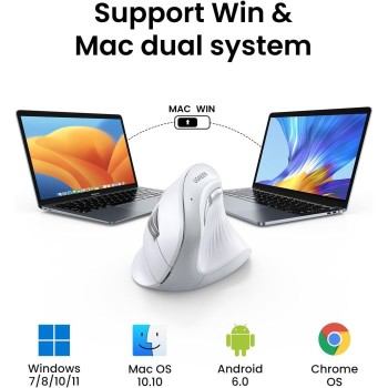 Ugreen brezžična ergonomska vertikalna miška z Bluetooth in Wi-Fi povezavo - bela