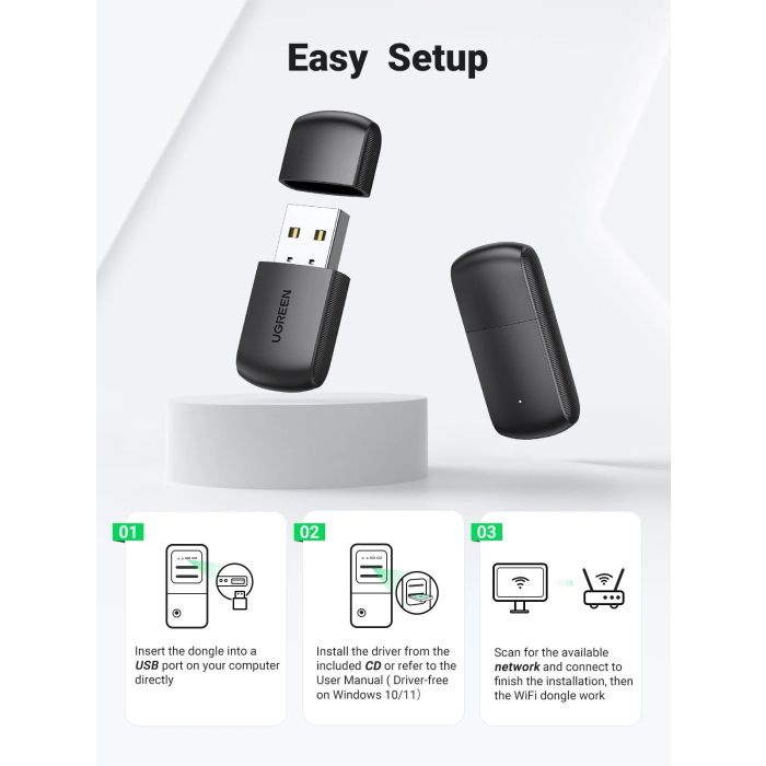 Ugreen AC650 Dual Band USB WLAN Adapter - box Ugreen AC650 Dual Band USB WLAN Adapter - box